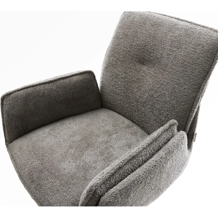 Barstuhl Nela-Flex Bouclé Soft Schlamm Drehfuß höhenverstellbar Metall Schwarz – Bild 4