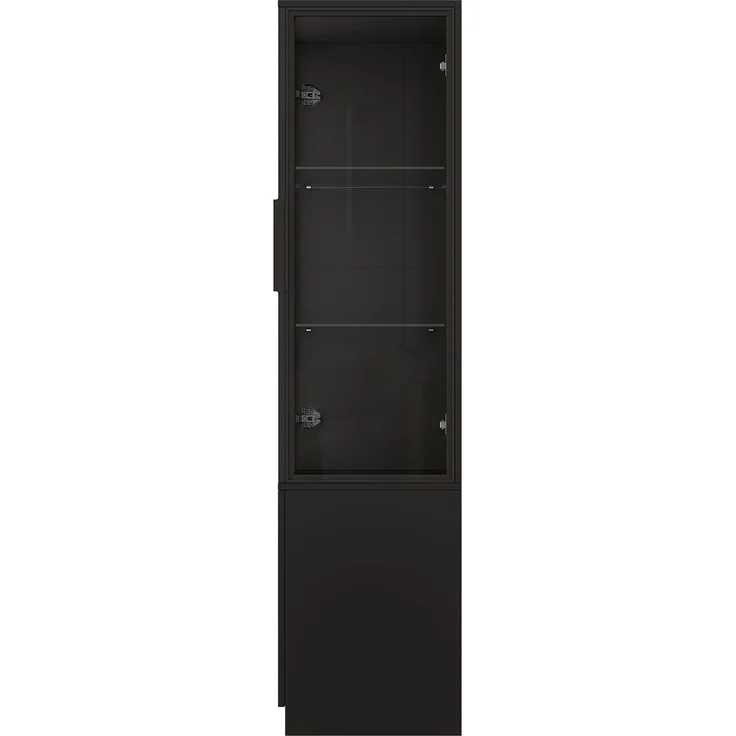 Flieks Eckschrank 40 x 40 x 160 cm, Vitrine mit gehärteten Glastüren, Aluminiumrahmen, LED-App-Steuerung, Schwarz – Bild 8