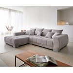 Ecksofa Josea 300x220 cm Cord Silbergrau Ottomane links