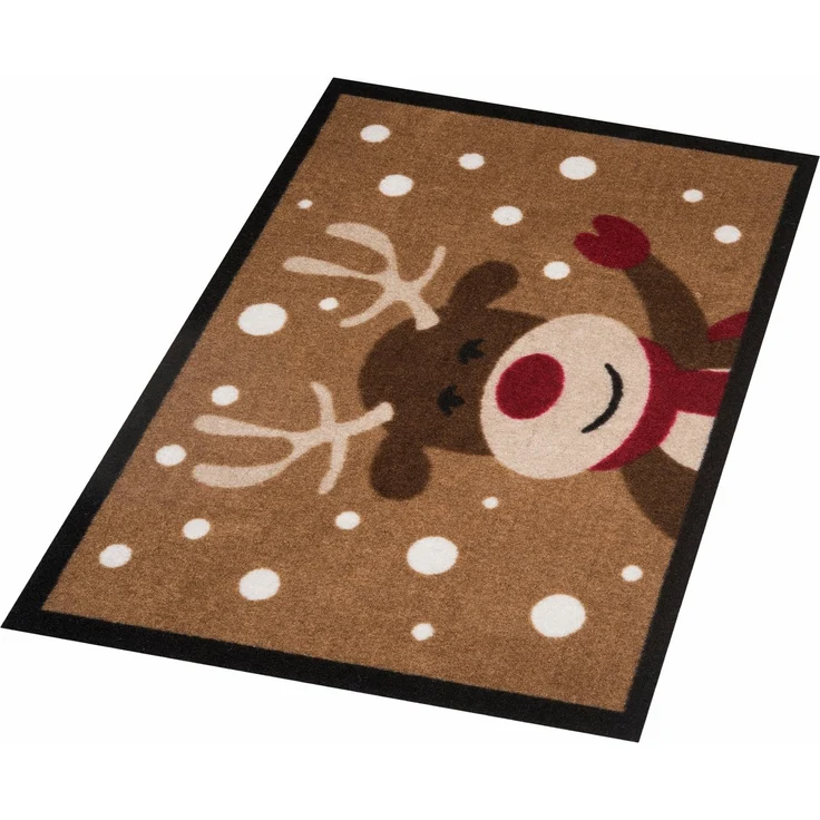 HANSE Home Fußmatte Reindeer, Türmatte, rechteckig, Höhe: 7 mm, In- & Outdoor, Rutschfest, Rentier-Motiv, Waschbar, Wetterfest, Flur – Bild 2