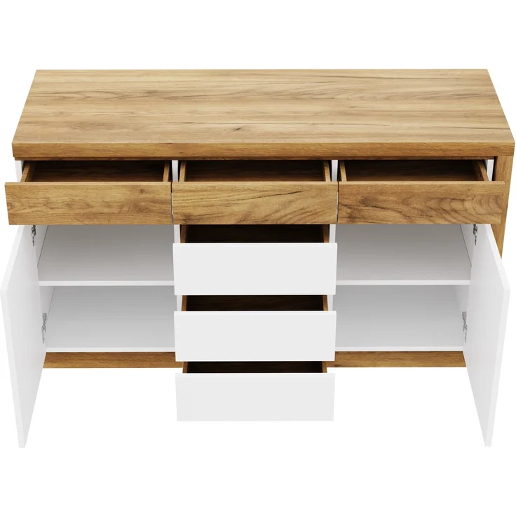 ZUBALIYA Schreibtisch mit feststellbaren Rollen – multifunktionales Design, 4 cm dickere, drehbare Tischplatte, fest arretierbar, weiß/Eiche, Faltbarer Schreibtisch, Eckschreibtisch, Sideboard,Dicke Materialie – Modell N880P5298689O – Bild 13