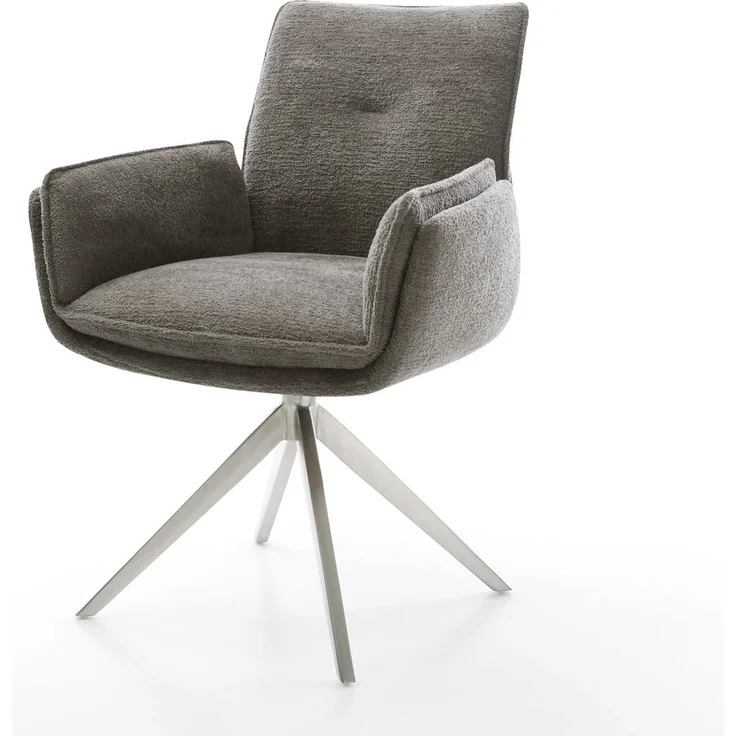 Drehstuhl Nela-Flex Bouclé Soft Schlamm Kreuzgestell breit Edelstahl 360° drehbar Wippfunktion – Bild 1