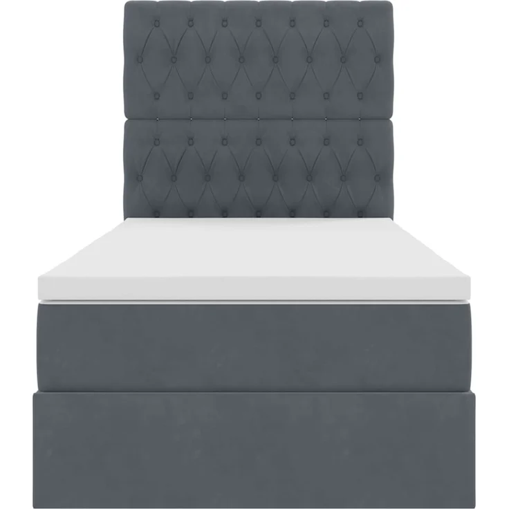 vidaXL Aufbewahrungsbett mit Matratze Dunkelgrau 90 x 190 cm Samt 3372058 – Bild 7