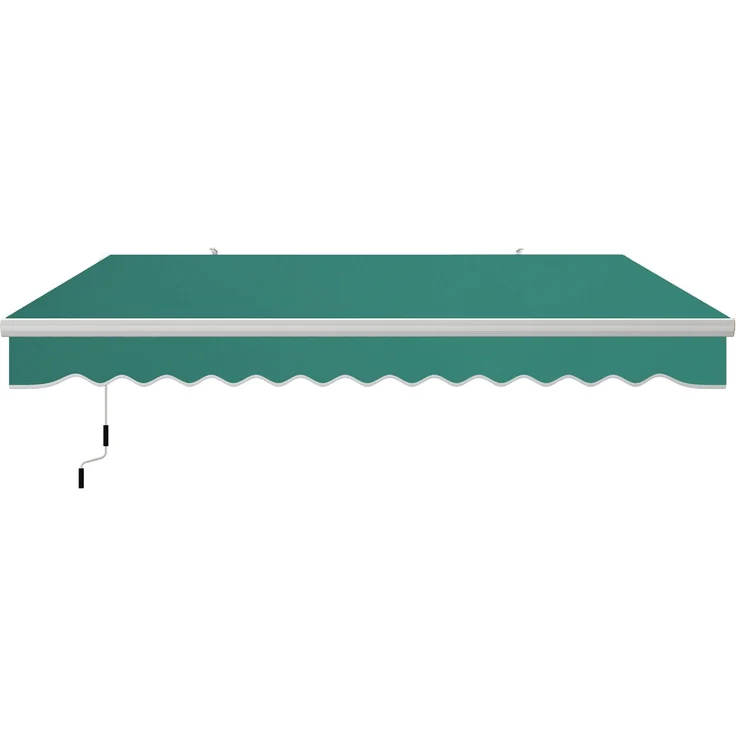 Manuelle Markise 395 x 245 cm mit Kurbel, für Balkon, Terrasse oder Patio, aus Aluminium und 280 g/m² Polyestergewebe, UV-beständig, grün – Bild 2