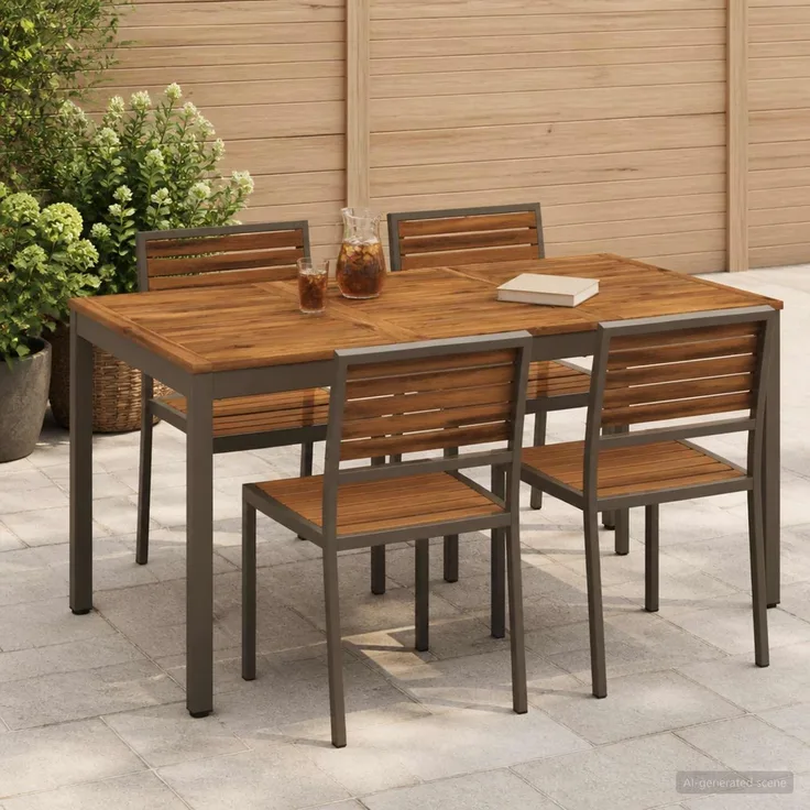 vidaXL Gartentisch NAARDEN Natur und Kaffee 141 x 80,5 x 75 cm 901321