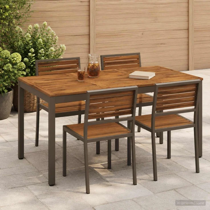 vidaXL Gartentisch NAARDEN Natur und Kaffee 141 x 80,5 x 75 cm 901321 – Bild 1