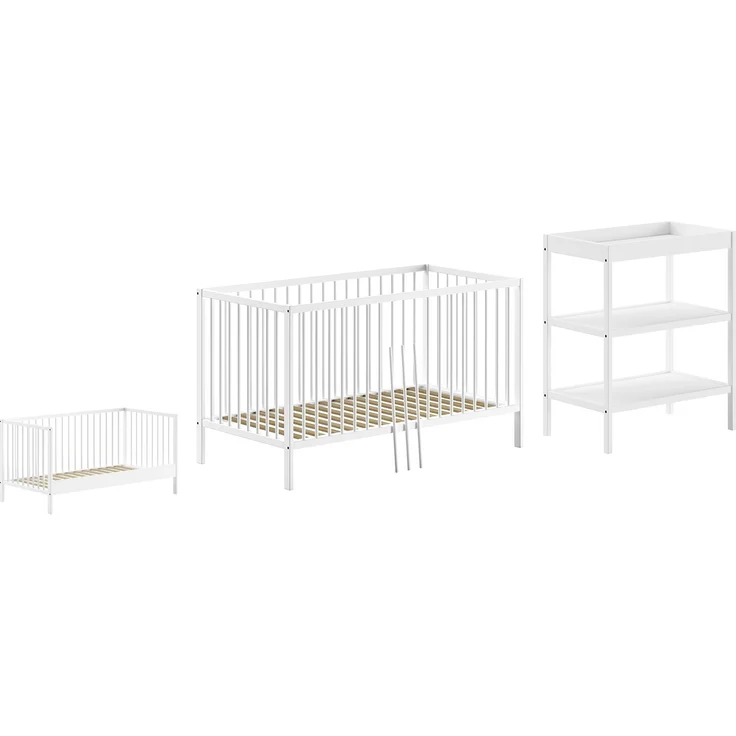 Babymöbel-Set >Dino< in Buche Weiß, Massivholz - 144x84,4x75,5cm (BxHxT) – Bild 2