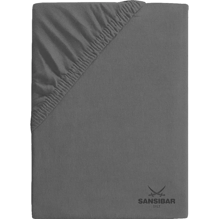 Sansibar Sylt Spannbettlaken Spannbettlaken "Sansibar Jersey Bettlaken“ Premium Qualität, Gummizug: rundum, mit hochwertigem Sansibar Logo-Druck, Fähnchen am Steg, Rundumgummizug