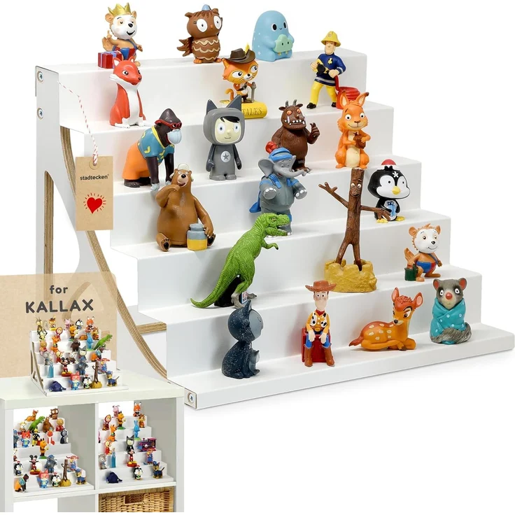stadtecken® Magnetisches Regal für Musikbox-Figuren – Passend für IKEA Kallax und mehr | Optional mit Platz für Toniebox | Geeignet für ca. 50 Figuren | Weiß (PureFiguren)