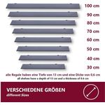 Euro Tische Glas Wandregal 30cm Schwarzglas - Badezimmer Regal aus Glas - 30-100 cm 6mm Glasscheibe aus ESG Sicherheitsglas - Wandboard schwarz an Metallhaltern Montiert