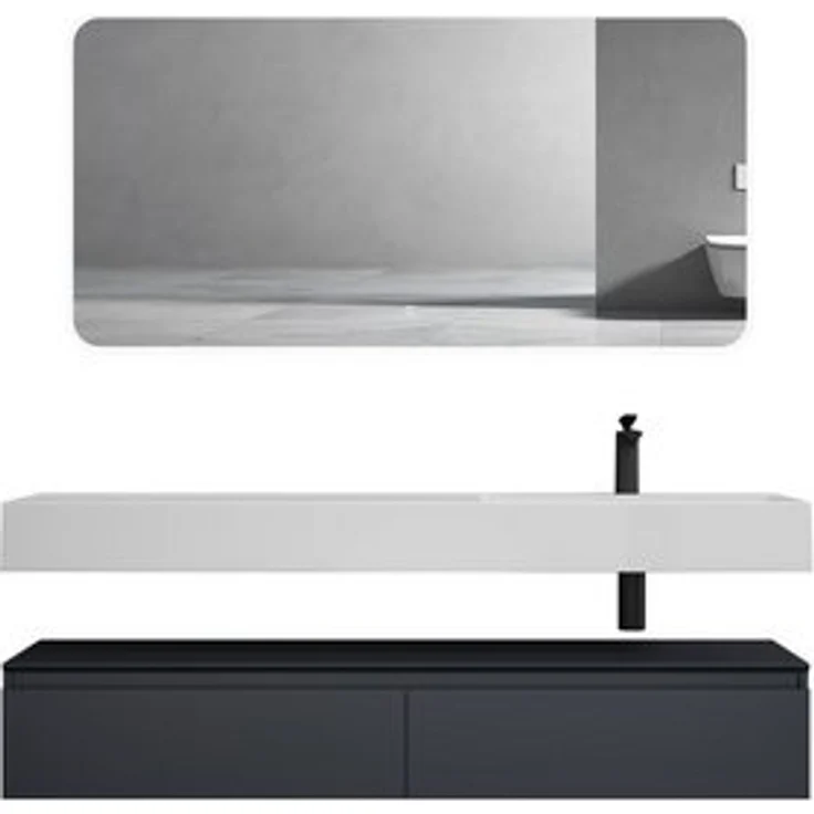 doporro Waschbeckenunterschrank Badmöbel Set Holzstruktur Schubladen Unterschrank Soft-Close MDF UP – Bild 6