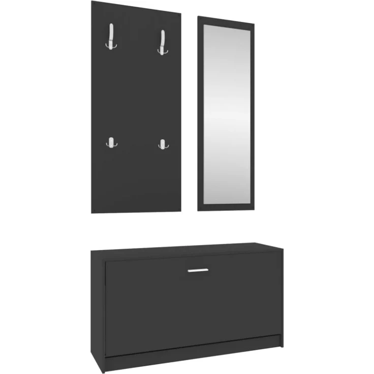vidaXL 3-tlg. Flurmöbel-Set Schwarz Holzwerkstoff 342571 – Bild 5
