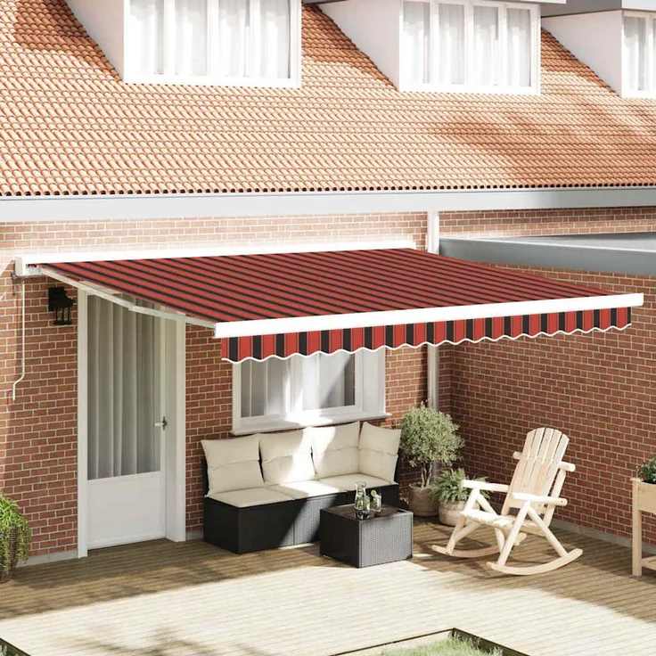 Einziehbare Markise, Sonnenmarkise Orange und Braun 350x250 cm