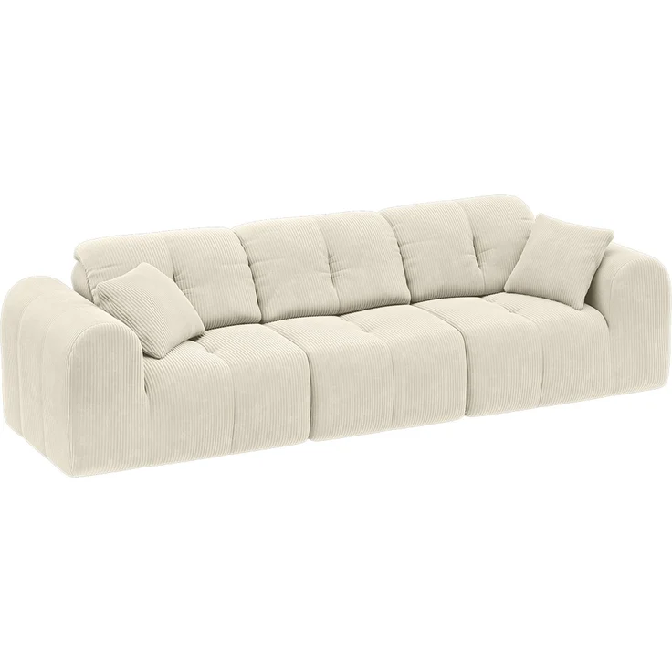 skølm 'Vanaheim' Sofa 3 Sitzer mit 2 Kissen, Cloud Sofa Cord beige, Vollschaumcouch it Federkern und Vakuum-Kompression, kein Aufbau erforderlich – Bild 11