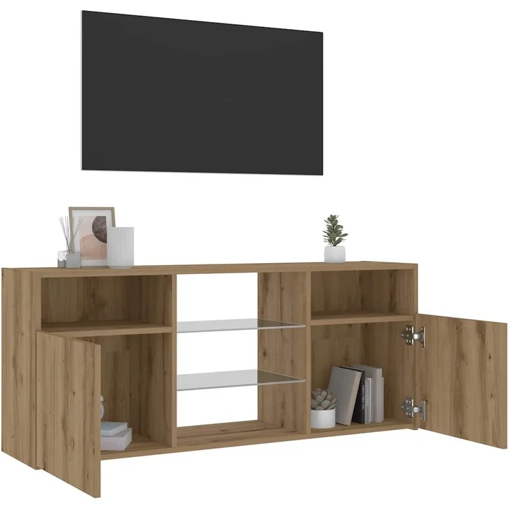 vidaXL TV-Schrank mit LED-Leuchten Artisan-Eiche 120x30x50 cm 856352 – Bild 3