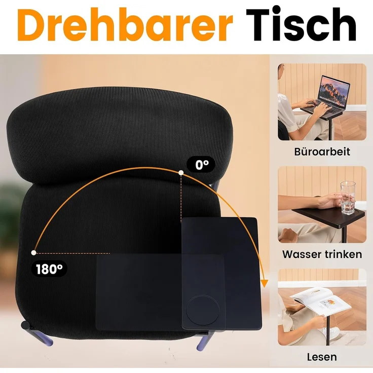 COMHOMA Loungesessel Sessel Relaxsessel Ohrensessel modern, Polsterstuhl mit Metallbeinen, Einzelsofa für Wohnzimmer/Schlafzimmer/Garten, Schwarz – Bild 3