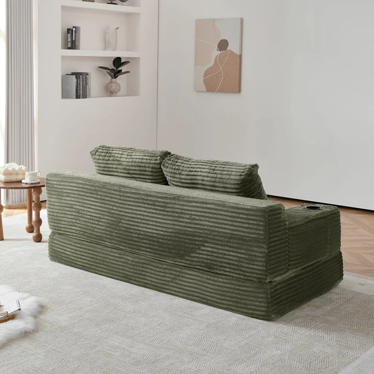 ZUBALIYA Sofa mit LED - Beleuchtung, mit Stauraum, mit Cordbezug, mit breiten Armlehnen, ohne aufwendige Montage – Bild 9