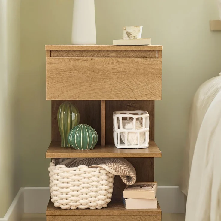 SoBuy FBT49-NX2 Nachttisch 2er Set, Spanplatte, Papierfurnier, Helle Eiche, 39 x 65 x 39 cm – Bild 8