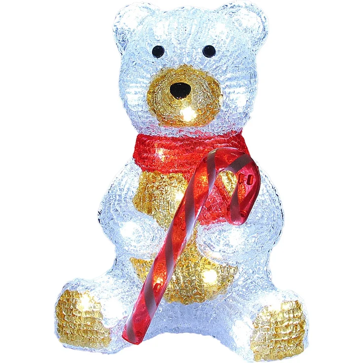 Deuba LED Acryl Figur Außen Teddy sitzend beleuchtet Weihnachtsdeko Weihnachten Weihnachtsfigur