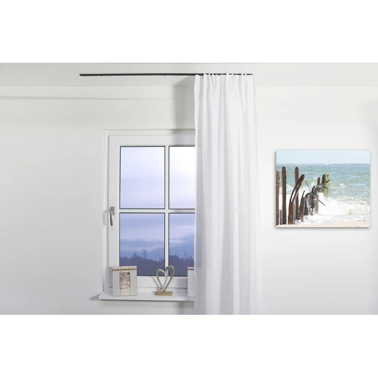 Deco-Raum Gardinenschiene Minimal, 1-läufig, Wunschmaßlänge, kürzbar, Deckenmontage, verschraubt, Aluminium, Komplett-Set vorgebohrt – Bild 6