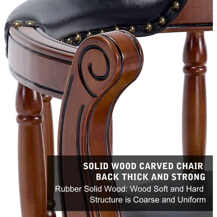 Barhocker aus Holz mit Kuhfellbezug, 360° drehbar, mit Rückenlehne, Barhocker in Tresenhöhe für Küche, Esszimmer und Bar – Schwarz – 54,8 x 54,8 x 96 cm – YOUDENOVA – Bild 10