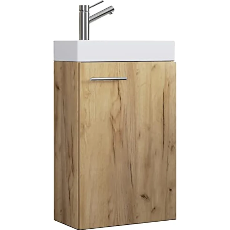 VCM Waschplatz Slito, 2-tlg. Badmöbelset mit Waschbeckenunterschrank und hochwertigem Keramikwaschbecken, weiß – Bild 1
