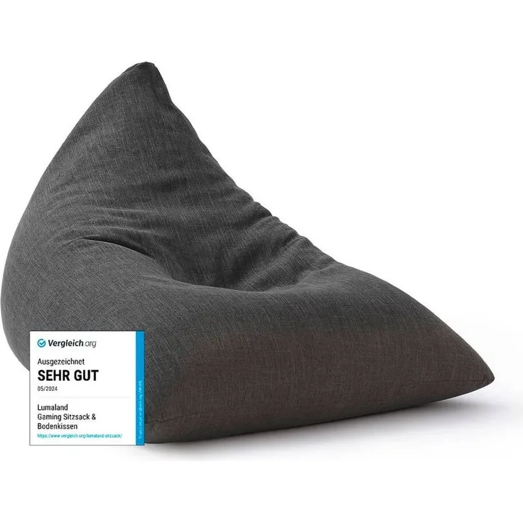 Lumaland 'Interior Line' Sitzsack, Dreieckig, Dunkelgrau, 150 x 100 x 100 cm, 370 l