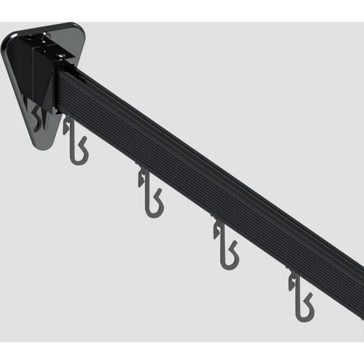 Euroshowers GmbH Duschvorhangstange Flexibel Schwarz 300 cm, 1-läufig, Wand, Decke, Schrauben, Aluminium, Kann von Hand gebogen werden – Bild 4