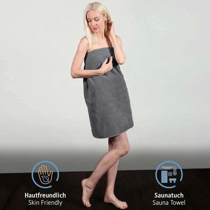 Komfortec Saunatuch Frotte aus 100% Baumwolle, Frottee (Packung, 2-St), 80x200 Saunatücher set XXL, Weich, Schnelltrocknend – Bild 5