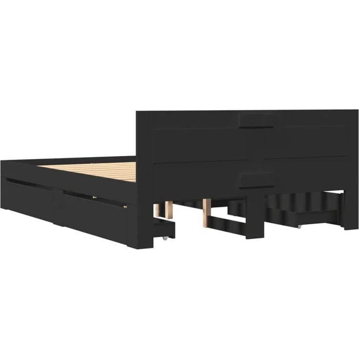 vidaXL Bettgestell mit Kopfteil Schwarz 120x190 cm Holzwerkstoff 3295605 – Bild 7