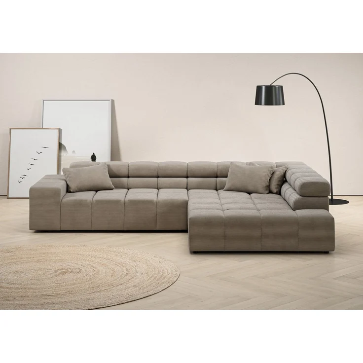 INOSIGN Ecksofa Ancona incl. Kopfteilverstellung, Zierkissen Breite 319cm, L-Form, wahlweise motorische Sitztiefenverstellung, auch in Cord + Easy Care – Bild 1