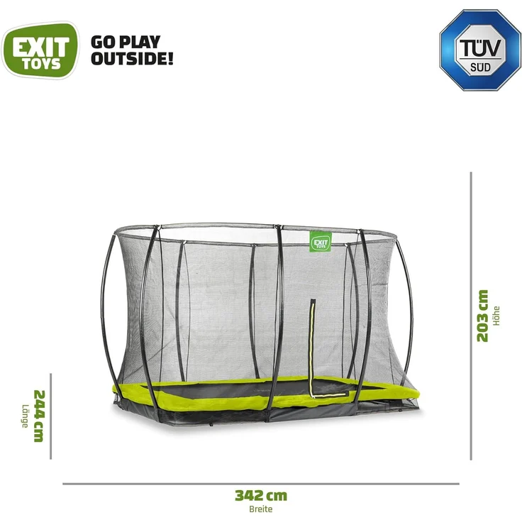 EXIT Trampolin Silhouette Ground Rechteckig + Sicherheitsnetz 214x305 cm grün – Bild 3