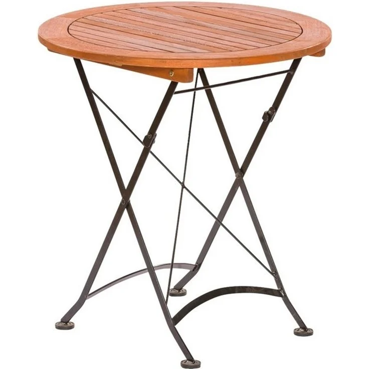 Schlossgarten Set 3tlg, 2 Klappsessel, Klapptisch Ã˜ 70 cm, Flachstahl/Eukalyptus – Bild 2