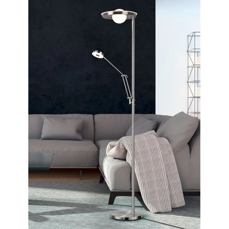 LED-Standfluter, BARRIE, LED/32W, und LED/6W Nickel matt