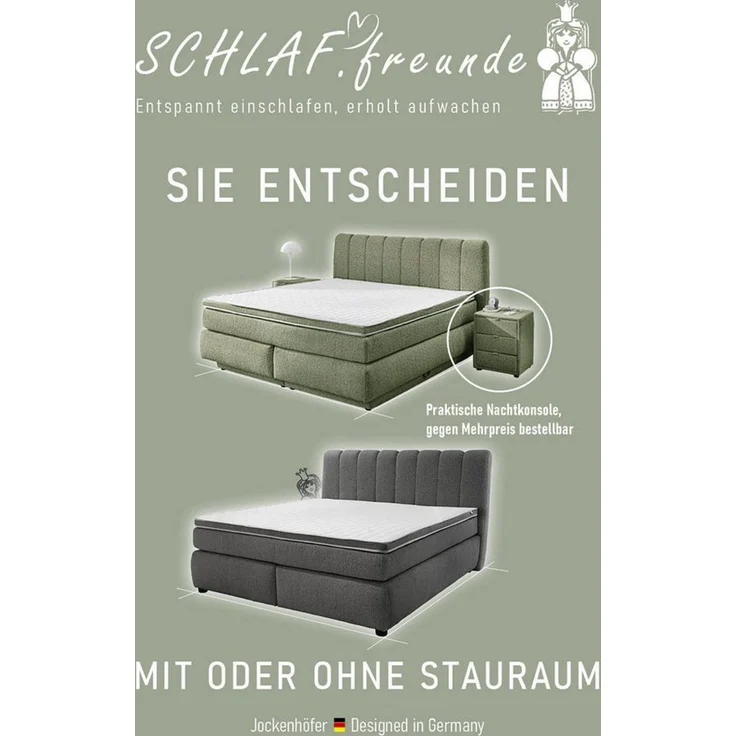 Jockenhöfer Gruppe Boxspringbett TILDA, wahlweise mit Bettkasten, mit Taschenfederkernmatratze H3-H4, mit Kaltschaumtopper, hochwertiger Strukturstoff-Bezug, 180x200cm – Bild 4