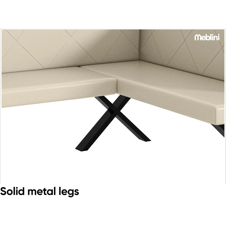 MEBLINI Eckbank für Esszimmer - Küchenbank - Essecke - Sitzecke Küche - ERIC - X-Beine 128x168x87cm Rechts - Creme Kunstleder – Bild 6
