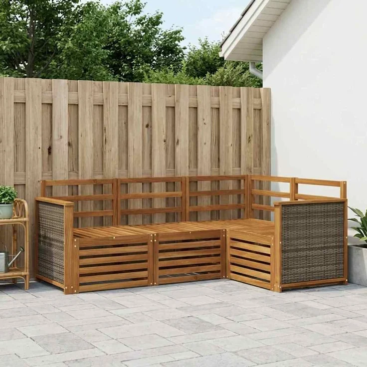 vidaXL Outdoor-Sofagarnitur 4 stk. 4-Sitzer Natur Massivholz Akazie 3384285 – Bild 1