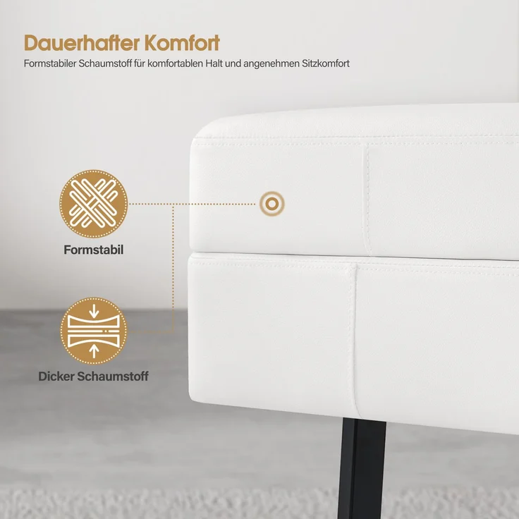 BarberPub 3-Sitzer Sitzbank für Friseursalon, Breite 153 cm, Wartebank Friseur, Polsterbank Schlafzimmer, Bettbank für Wohnzimmer, Schuhbank Flurbank, W513 (Weiß/Kunstleder) – Bild 5