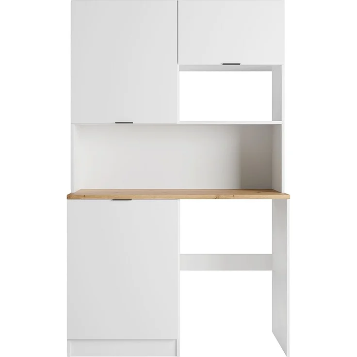 Vente-unique - Multifunktionsmöbel für Küchenzeile & Waschraum - Mit Arbeitsplatte 120 cm - Weiß & Holzfarben - CARMEO – Bild 3