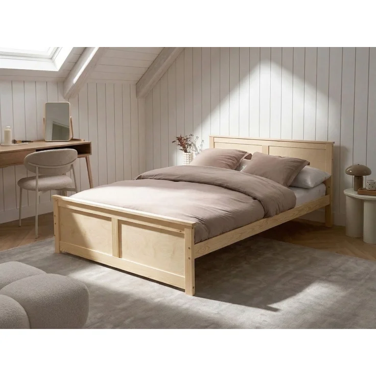 Bett mit Lattenrost Kiefernholz DAUPHIN 140x200 cm Hellbraun – Bild 3