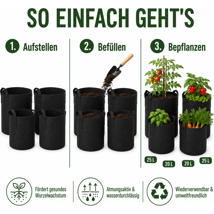 Pflanzsäcke Set Schwarz – Bild 7
