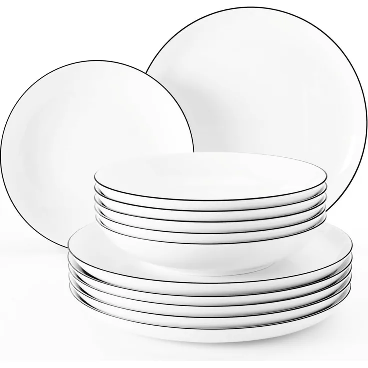 Seltmann Weiden Lido Black Line Tafelservice rund 12-teilig