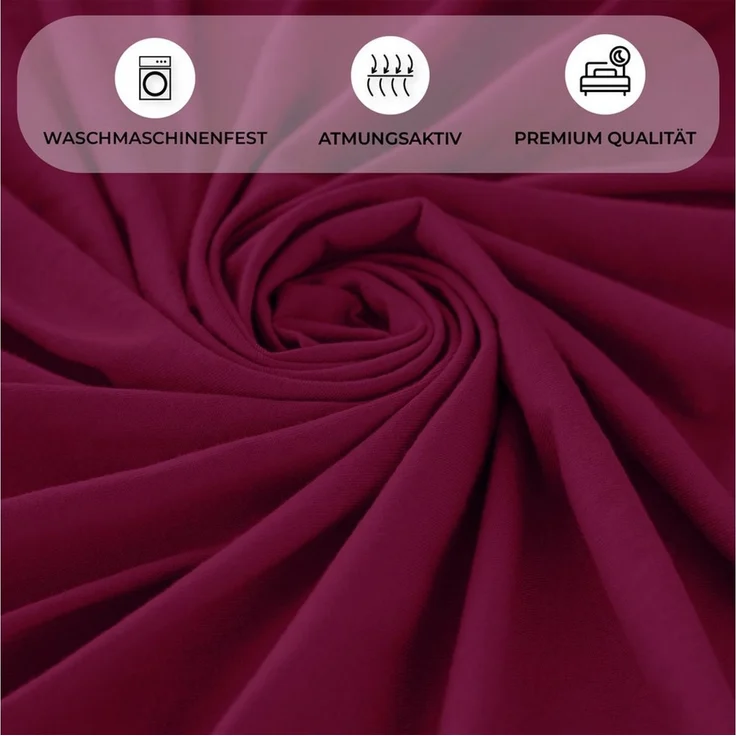 Buymax Spannbettlaken Boxspringbett 90x200-100x220 cm, 100% Baumwolle Jersey, 160 g/m², Oeko-TEX, für hohe Matratzen, Bordeaux – Bild 3