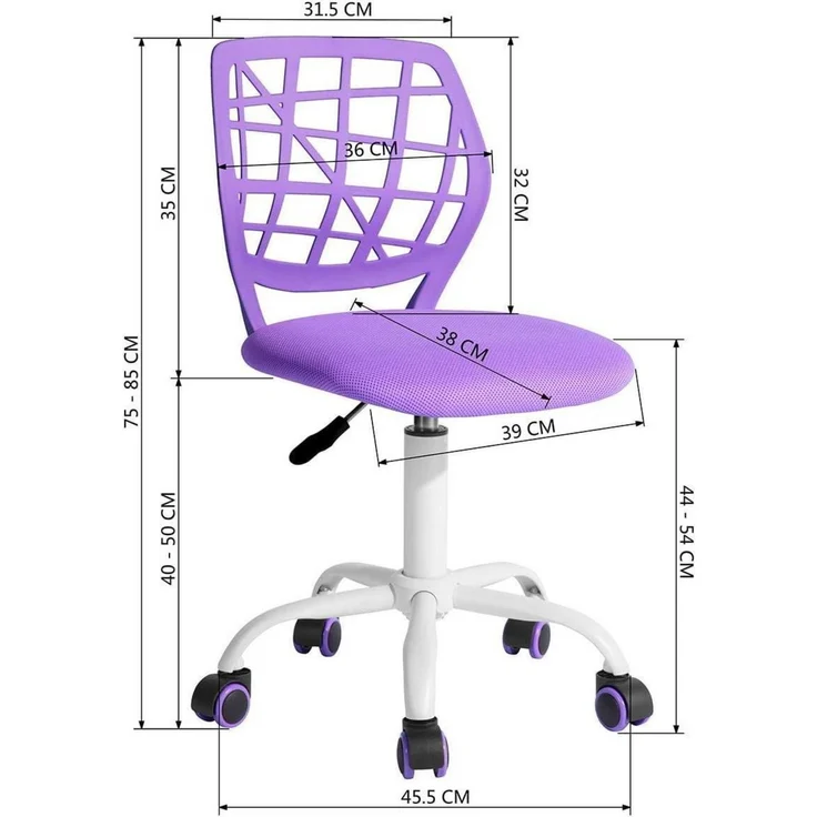 Bürostuhl Ergonomisch höhenverstellbar Stoffsitz Lila Violett – Bild 3