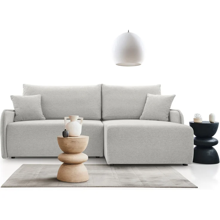 Selsey 'Netarro' Ecksofa mit Schlaffunktion, Bettkasten und Chenille-Bezug, graubeige, rechts – Bild 2