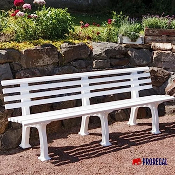 PROREGAL Gartenbank Antigua 4 Sitzer, Weiß, witterungsbeständig und UV-beständig, HxBxT 74 x 200 x 54 cm, stabile Bauweise mit 320 kg Belastbarkeit – Bild 2