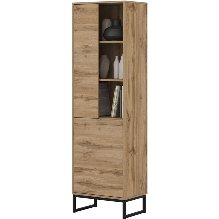 OTTO home Vitrine Loft, Höhe 180 cm, moderne grifflose Standvitrine mit 2 Türen Hochschrank mit viel Stauraum, verstellbaren Einlegeböden, Regal – Bild 4
