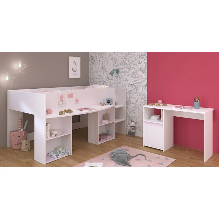 Jugendzimmer-Set >Pirouette 17< (2-teilig) in Weiss, mit drehbaren Elementen in Rosa oder Grau – Bild 4