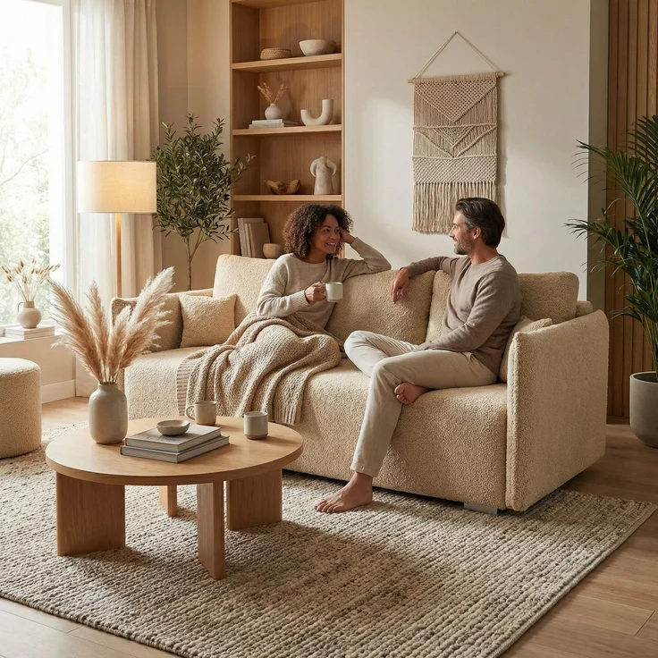 Wohnero 24 Bianca Premium Schlafsofa 207x93 cm mit Bettkasten & Schlaffunktion – 191x142 cm Liegefläche, 3-Sitzer Design Sofa - Beige – Bild 1