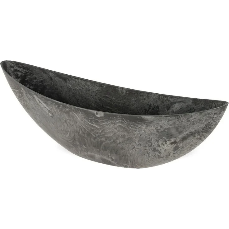 Ovale Pflanzschale für draußen - große Schiff Deko-Schale in schwarzer Stein-Optik als Blumen-Topf Pflanztopf - 55 cm Jardiniere für Garten Balkon oder Friedhof als Grab-Schmuck – Bild 8